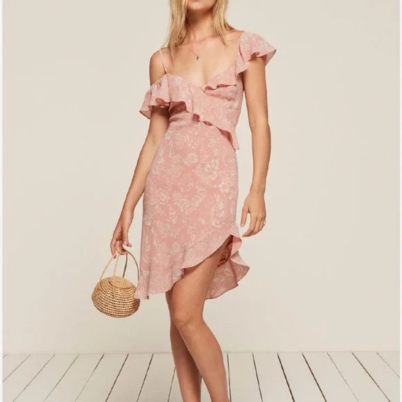 Reformation Asymmetrical Pink Floral Adora Dress size 4, Romantic - Picture 12 of 12